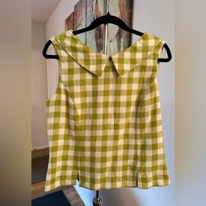 Jessica Howard Sz 12 Green Checkered Sleeveless Top